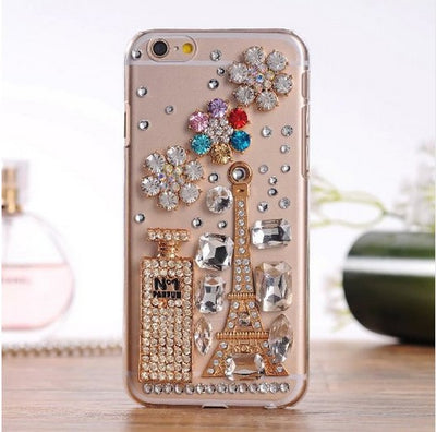 Funda iPhone Transparente con Diseño Botella de Perfume y Cristales Brillantes - Image 9