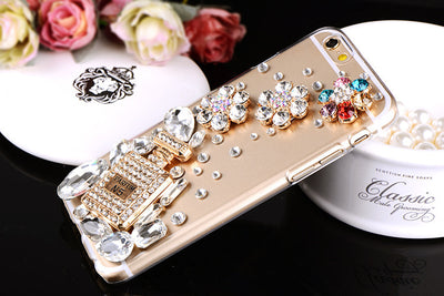 Funda iPhone Transparente con Diseño Botella de Perfume y Cristales Brillantes - Image 14