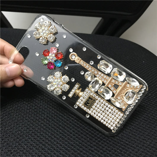 Funda iPhone Transparente con Diseño Botella de Perfume y Cristales Brillantes - Image 16