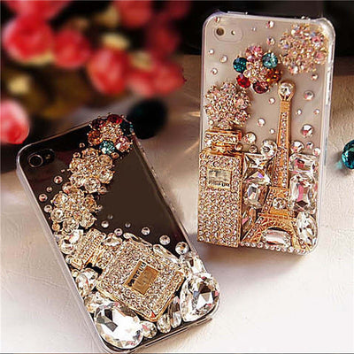 Funda iPhone Transparente con Diseño Botella de Perfume y Cristales Brillantes - Image 17