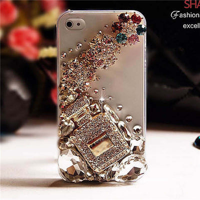 Funda iPhone Transparente con Diseño Botella de Perfume y Cristales Brillantes - Image 18