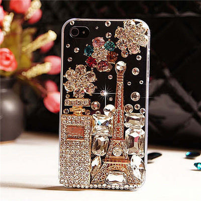 Funda iPhone Transparente con Diseño Botella de Perfume y Cristales Brillantes - Image 20