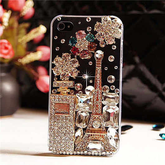 Funda iPhone Transparente con Diseño Botella de Perfume y Cristales Brillantes - Image 20