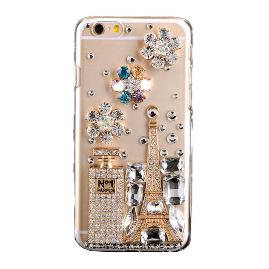 Funda iPhone Transparente con Diseño Botella de Perfume y Cristales Brillantes - Image 19