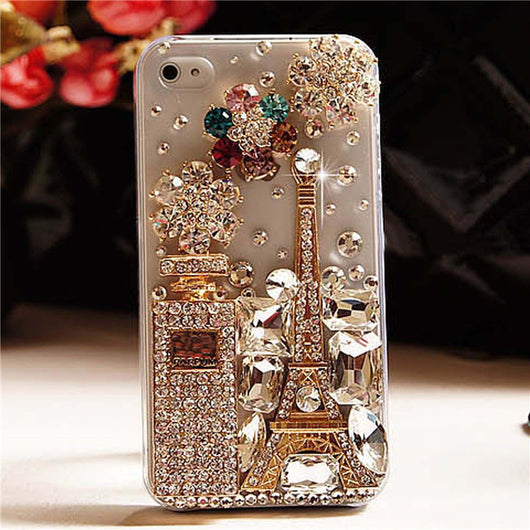 Funda iPhone Transparente con Diseño Botella de Perfume y Cristales Brillantes - Image 3