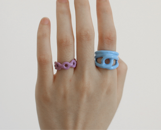 Anillo de Goteo de Aceite Artesanal - Joya de Diseño Exagerado Dongdaemun