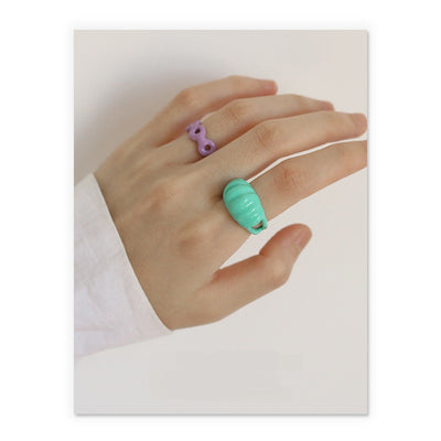 Anillo de Goteo de Aceite Artesanal - Joya de Diseño Exagerado Dongdaemun - Image 4
