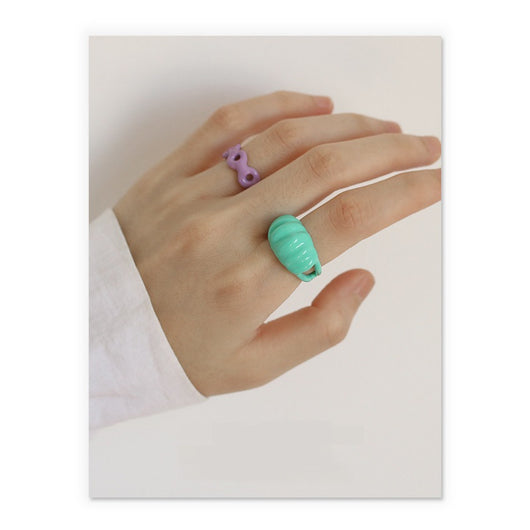 Anillo de Goteo de Aceite Artesanal - Joya de Diseño Exagerado Dongdaemun - Image 4