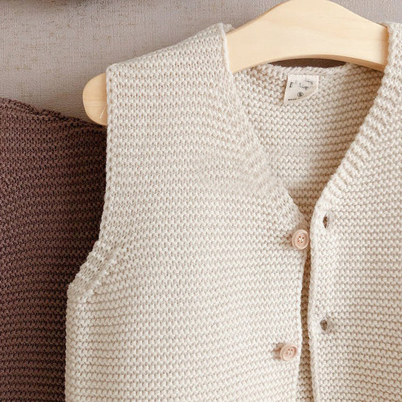 Chaleco Cardigan de Punto Liso Unisex