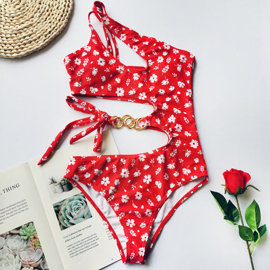 Traje de Baño Mujer Enterizo con Detalle de Lazo y Flores - Image 2