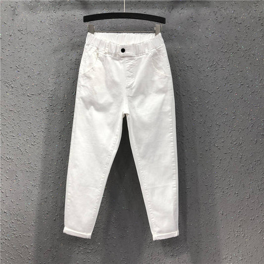 Pantalones Harem Talla Grande Cintura Alta Elástico Fino Ropa Casual Mujer - Image 2