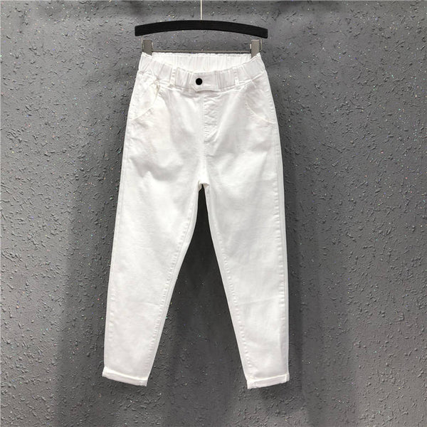 Pantalones Harem Talla Grande Cintura Alta Elástico Fino Ropa Casual Mujer