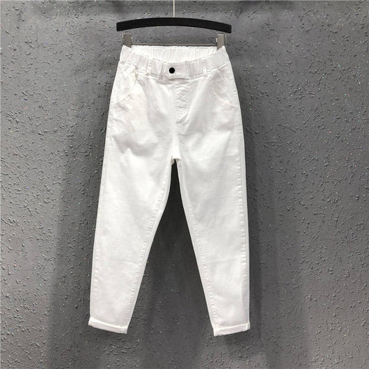 Pantalones Harem Talla Grande Cintura Alta Elástico Fino Ropa Casual Mujer - Image 2