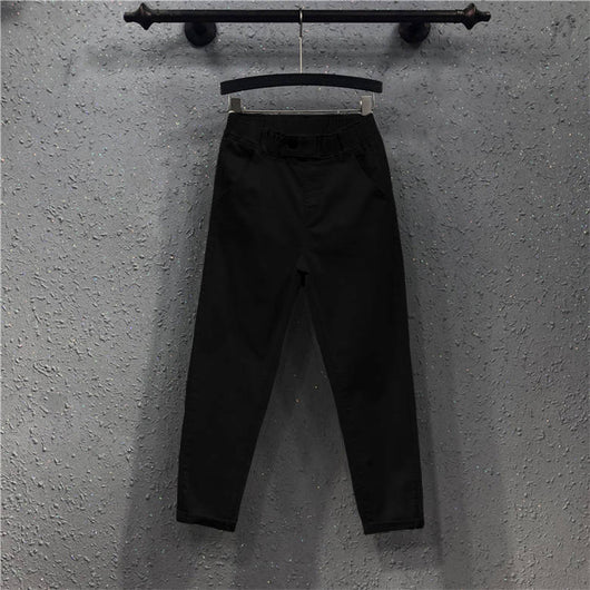 Pantalones Harem Talla Grande Cintura Alta Elástico Fino Ropa Casual Mujer - Image 3
