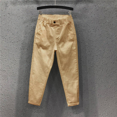 Pantalones Harem Talla Grande Cintura Alta Elástico Fino Ropa Casual Mujer - Image 4