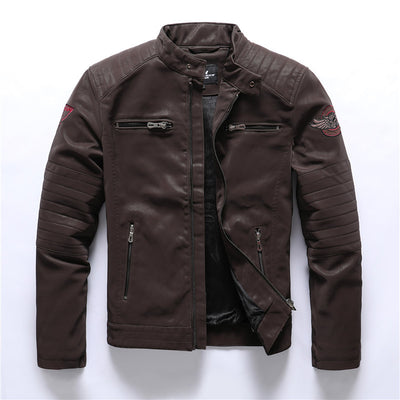 Chaqueta de Cuero Gamuza Motociclista con Bordados y Lavado Artesanal - Image 7