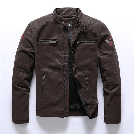 Chaqueta de Cuero Gamuza Motociclista con Bordados y Lavado Artesanal - Image 7