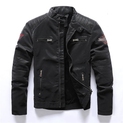 Chaqueta de Cuero Gamuza Motociclista con Bordados y Lavado Artesanal - Image 9