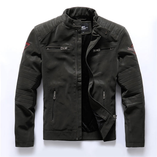 Chaqueta de Cuero Gamuza Motociclista con Bordados y Lavado Artesanal - Image 10