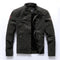 Biker Suede Leather Jacket with Embroidery and Hand Wash