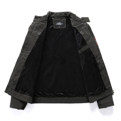 Chaqueta de Cuero Gamuza Motociclista con Bordados y Lavado Artesanal - Image 2