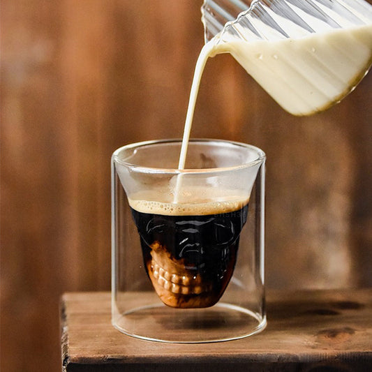 Vaso de Whiskey Doble Capa Diseño Calavera - Copa Premium para Bar