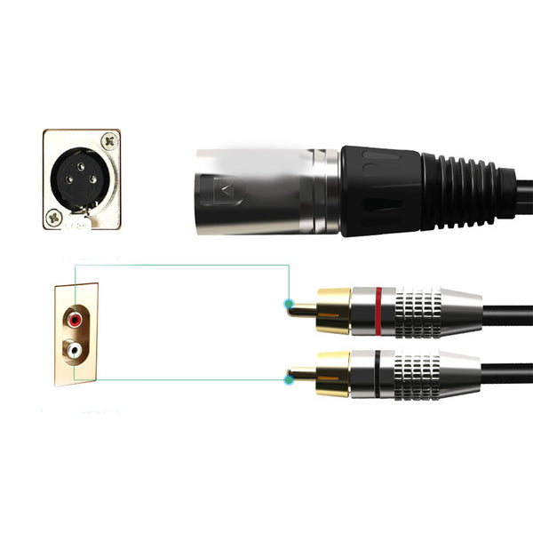 Cable Adaptador XLR Canon a RCA Estéreo Dual para Amplificadores