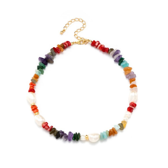Collar de Perlas de Agua Dulce Tejido a Mano