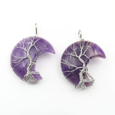 Collar Artesanal con Cristal Natural, Árbol de la Vida y Luna - Image 18