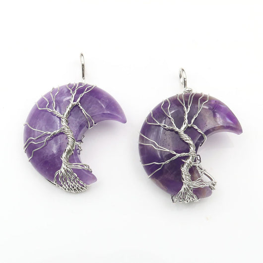 Collar Artesanal con Cristal Natural, Árbol de la Vida y Luna - Image 18