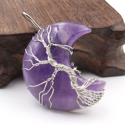 Collar Artesanal con Cristal Natural, Árbol de la Vida y Luna - Image 19
