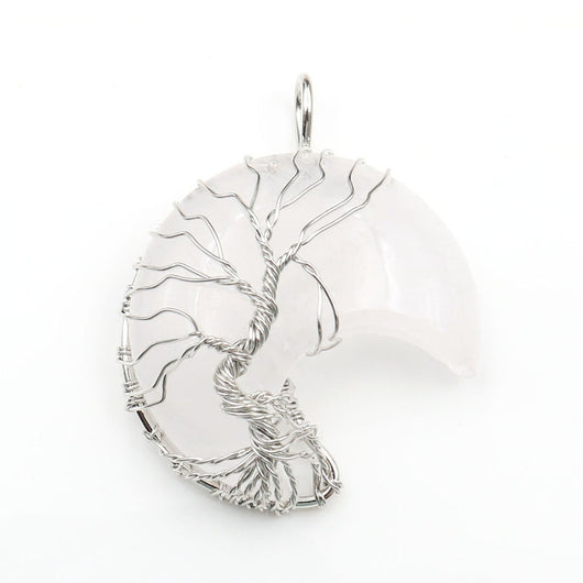 Collar Artesanal con Cristal Natural, Árbol de la Vida y Luna - Image 21