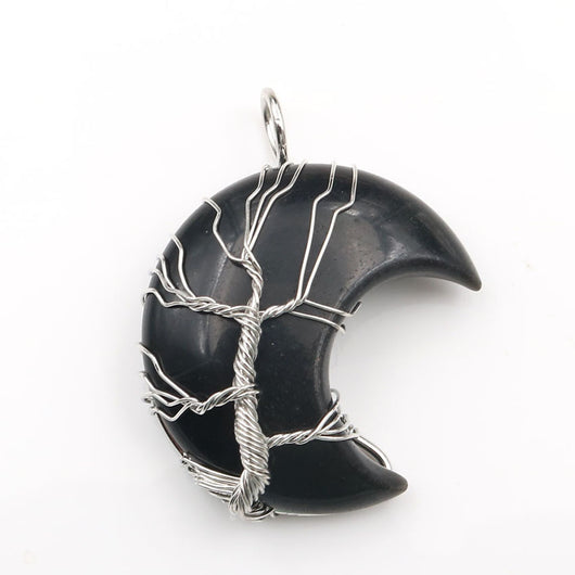 Collar Artesanal con Cristal Natural, Árbol de la Vida y Luna - Image 23