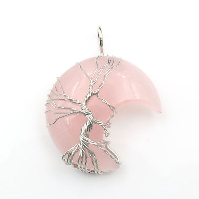 Collar Artesanal con Cristal Natural, Árbol de la Vida y Luna - Image 24