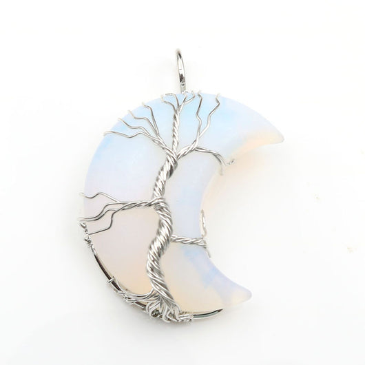 Collar Artesanal con Cristal Natural, Árbol de la Vida y Luna - Image 22