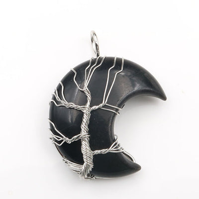 Collar Artesanal con Cristal Natural, Árbol de la Vida y Luna - Image 5
