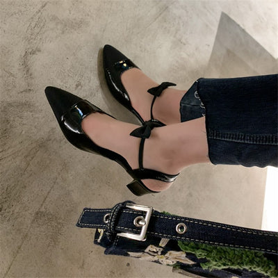 Tacones Chunky Bicolor con Punta Afilada y Altura Media - Image 4