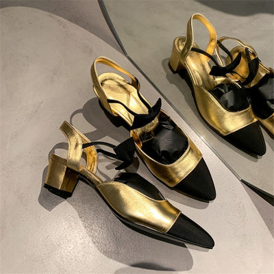 Tacones Chunky Bicolor con Punta Afilada y Altura Media - Image 3