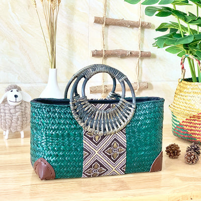Bolsa Tejida de Ratán Artesanal Tailandesa - Estilo Retro Nacional para Mujeres - Image 8
