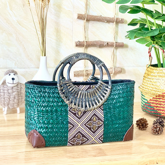 Bolsa Tejida de Ratán Artesanal Tailandesa - Estilo Retro Nacional para Mujeres - Image 3