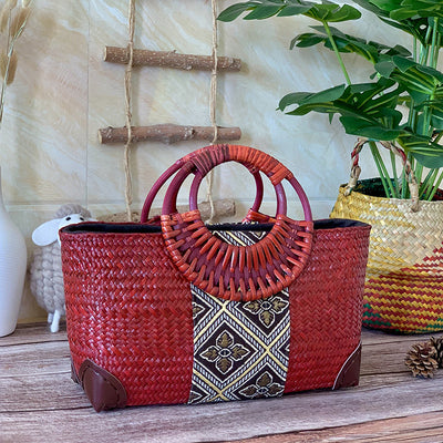 Bolsa Tejida de Ratán Artesanal Tailandesa - Estilo Retro Nacional para Mujeres - Image 4