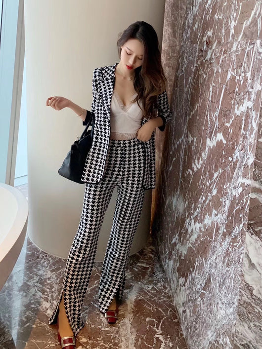 Traje Elegante Pata de Gallo para Mujer - Diseño Europeo Primavera Verano - Image 11