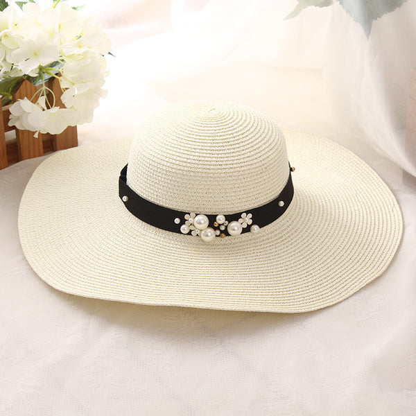 Sombrero de Playa para Mujer con Ala Ancha, Diseño Elegante, Plegable y Protección Solar