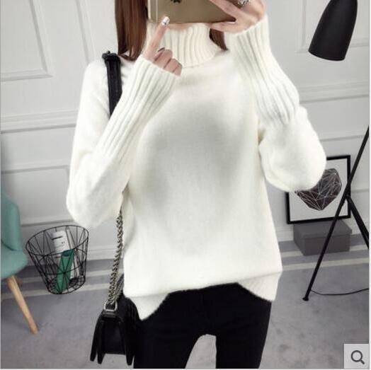 Suéter Acolchado Coreano Largo Mujer - Pullover Holgado Color Sólido