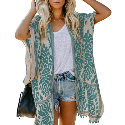 Kimono Blusa Playera Bali con Pompones - Estilo Playa Resort - Image 9
