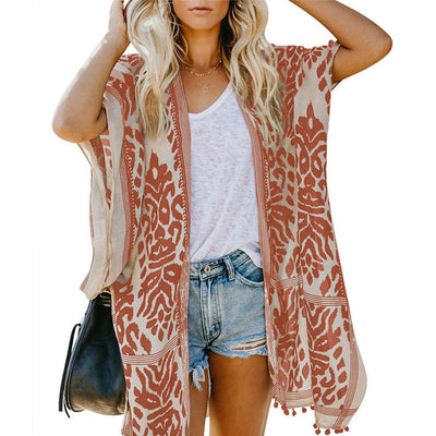 Kimono Blusa Playera Bali con Pompones - Estilo Playa Resort - Image 5