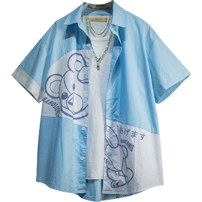 Playera Casual Estampado Cartoon Tendencia Coreana para Hombre - Image 10