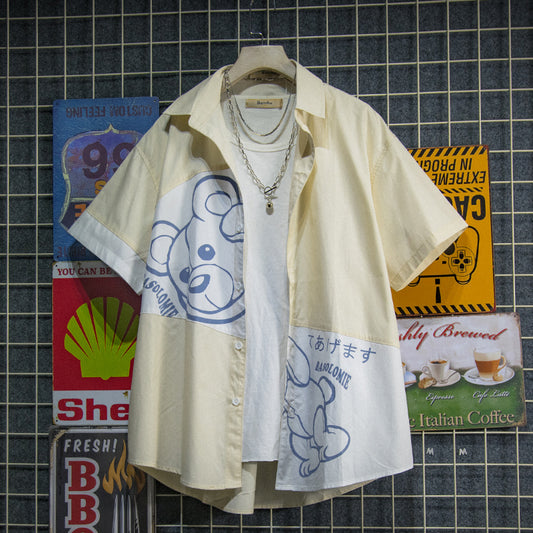 Playera Casual Estampado Cartoon Tendencia Coreana para Hombre