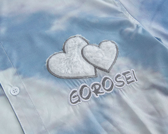 Embroidered Couple T-Shirt Love Casual Floral Short Sleeve Style