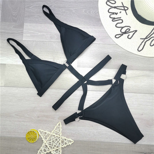 Bikini Fruncido Escote Bajo Cintura Alta Tanga Brasilera - Image 2